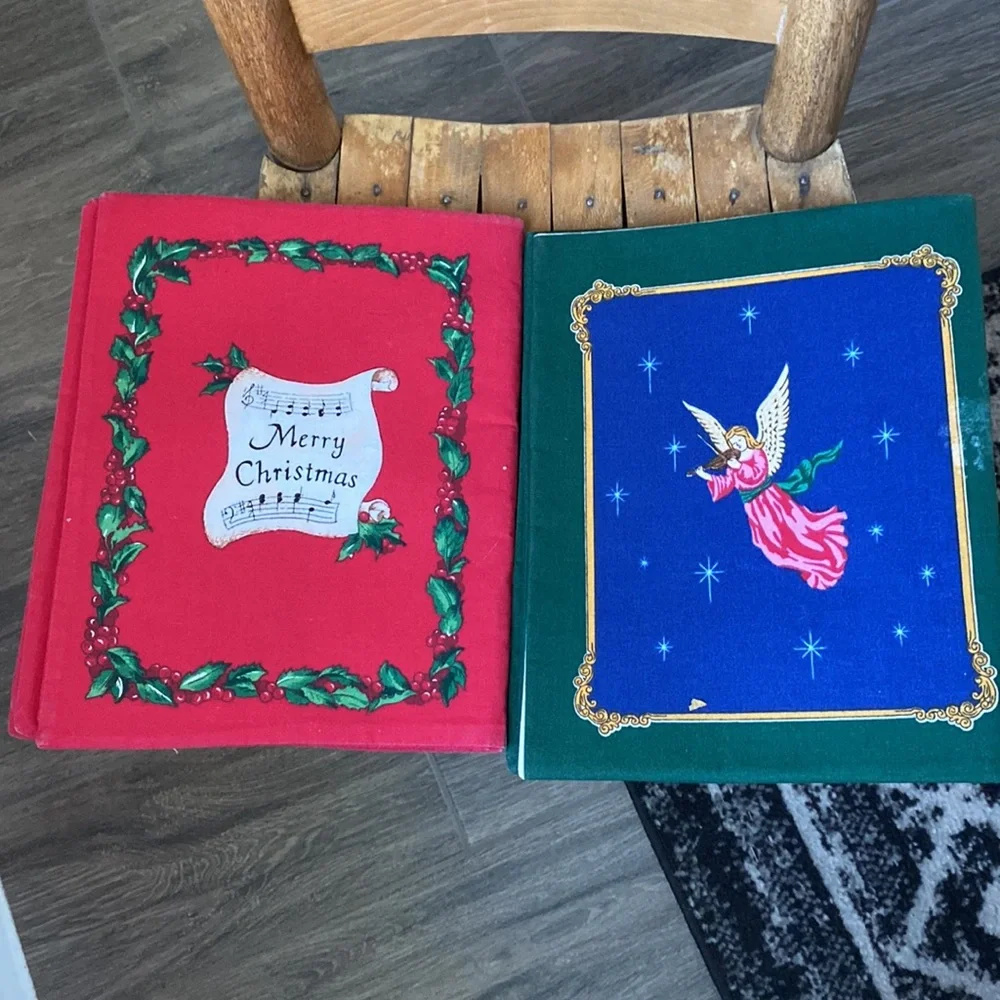 Vintage Fabric Christmas Books 10 1/2” by 9” Homemade!